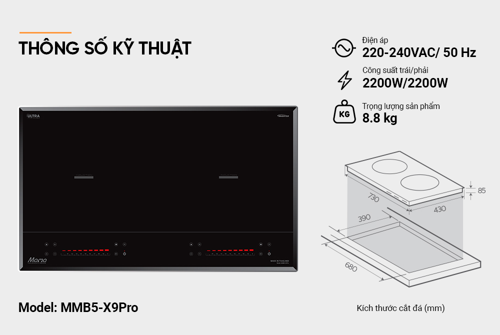BẾP ĐÔI ĐIỆN TỪ SUNHOUSE MAMA MMB5-X9Pro