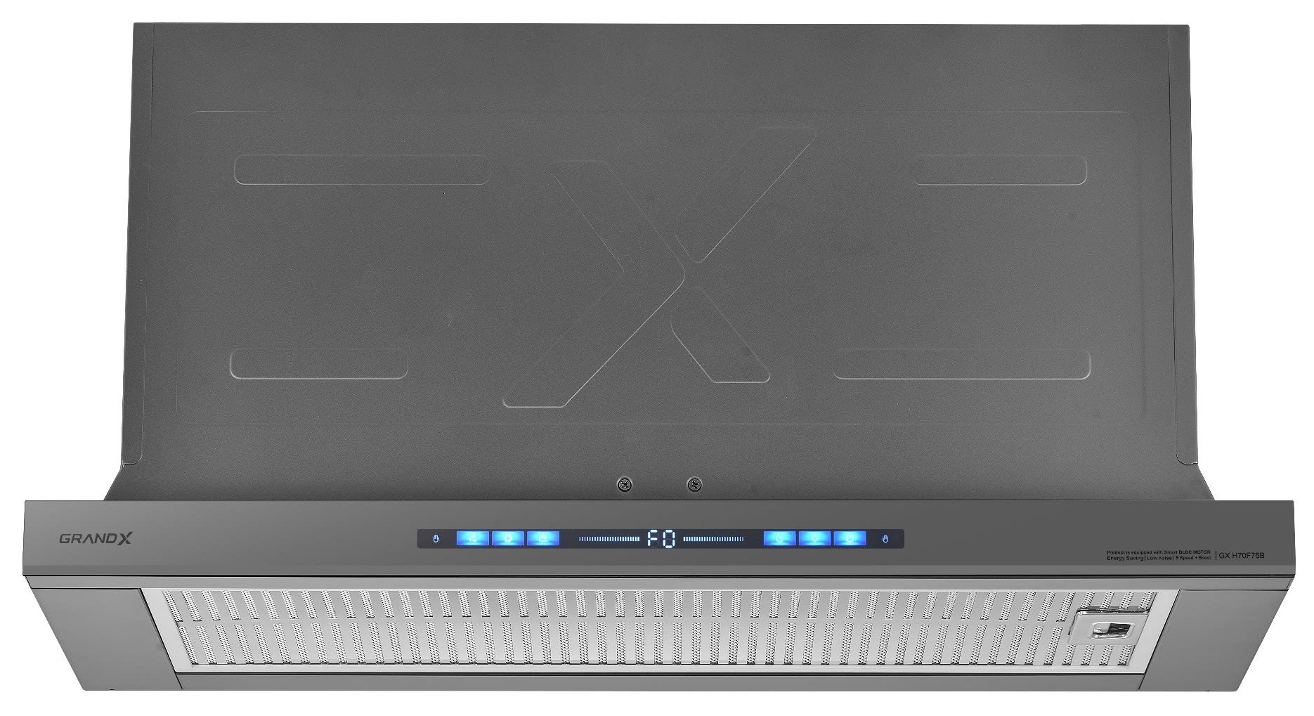Máy hút mùi âm tủ màu xám mở cửa tự động 70cm GrandX GX H70F75G