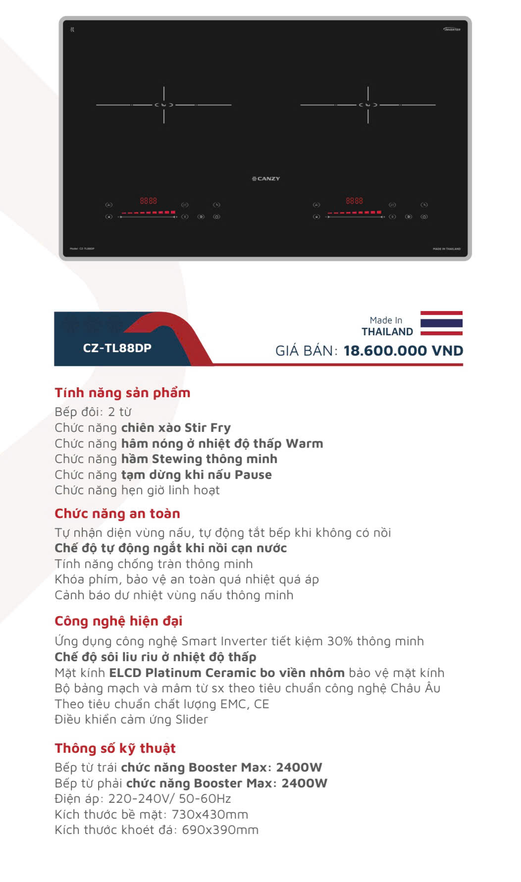 Bếp từ canzy CZ- TL88DP